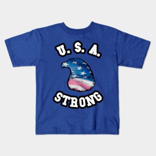 🦅 USA Strong, Eagle Head Flag, America Patriotic Kids T-Shirt